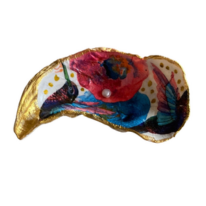 Trinket Dish Handcrafted floral Gold trim